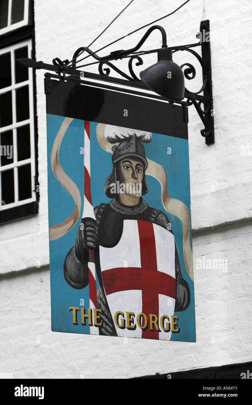Pub sign The George Inn Borough High Street London SE1 Southwark. Stock Photo