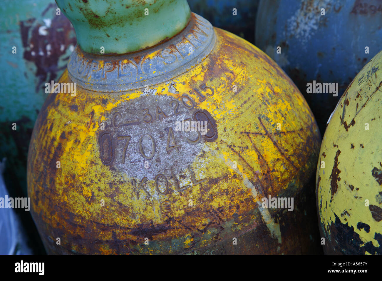 Abstract Of Gas Tanks At The Orange Empire Museum Perris Riverside County California United States Stock Photo