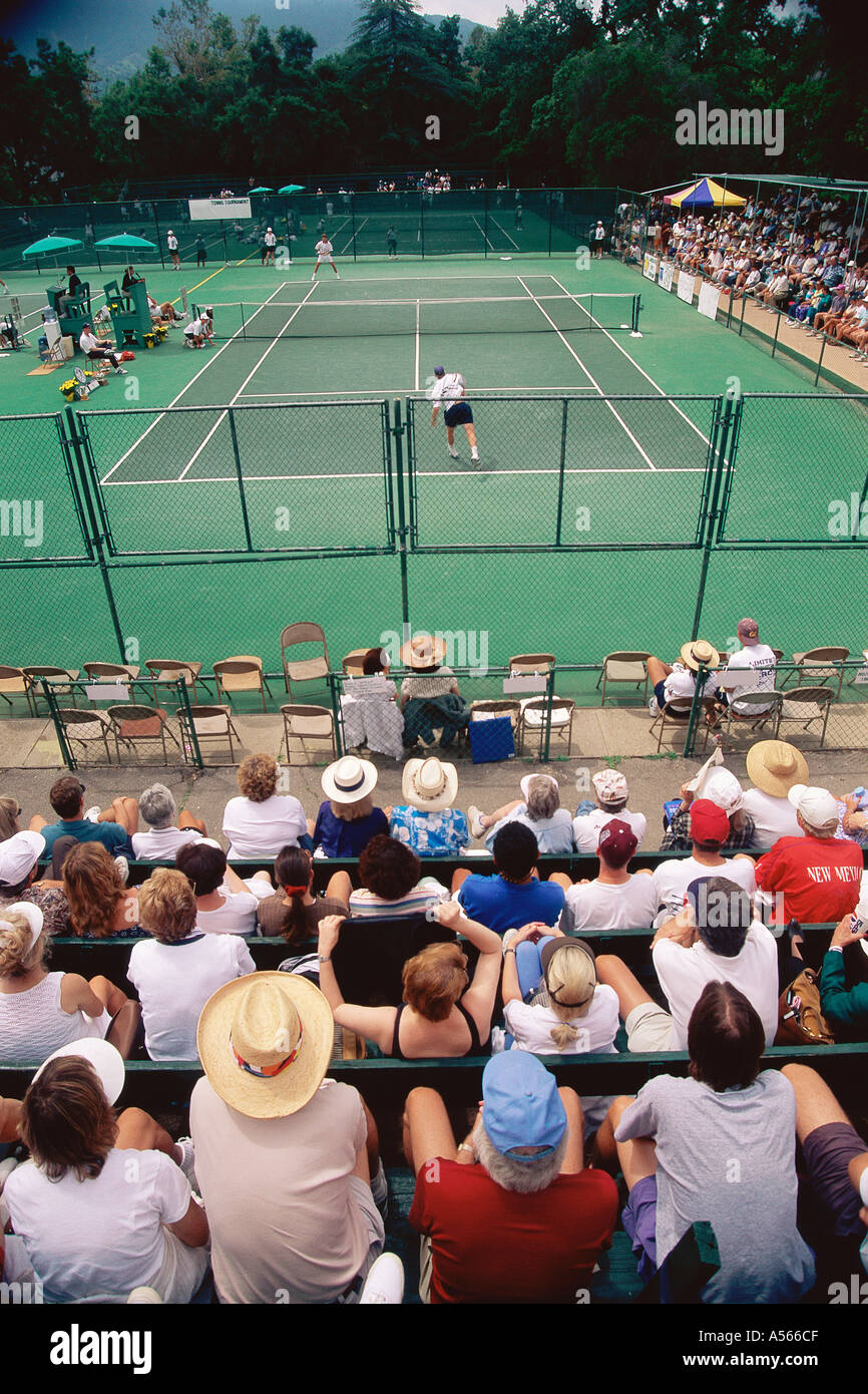 Crowd watching tennis match Stock Photo