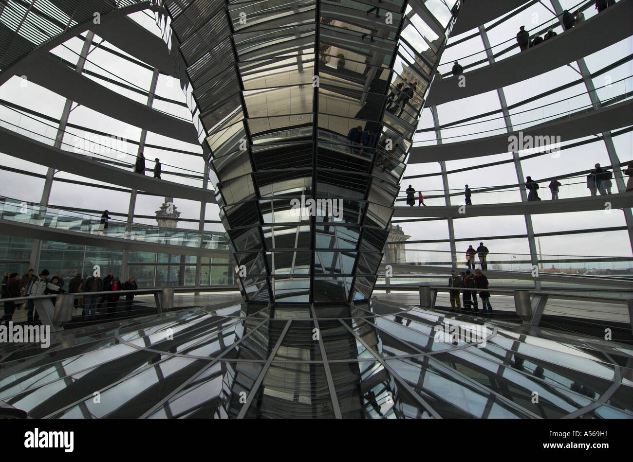 Visitors at the modern dome of the german House of Parliament Reichstag Berlin Germany Stock Photo