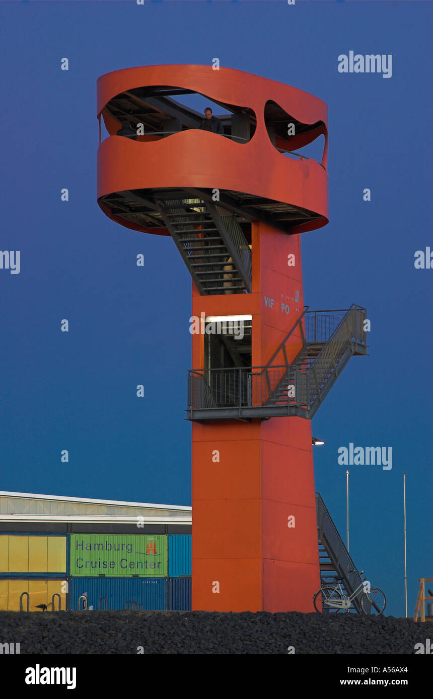 View Point tower at Hamburg Cruise Center at Grasbrook in Hamburg, Germany Stock Photo