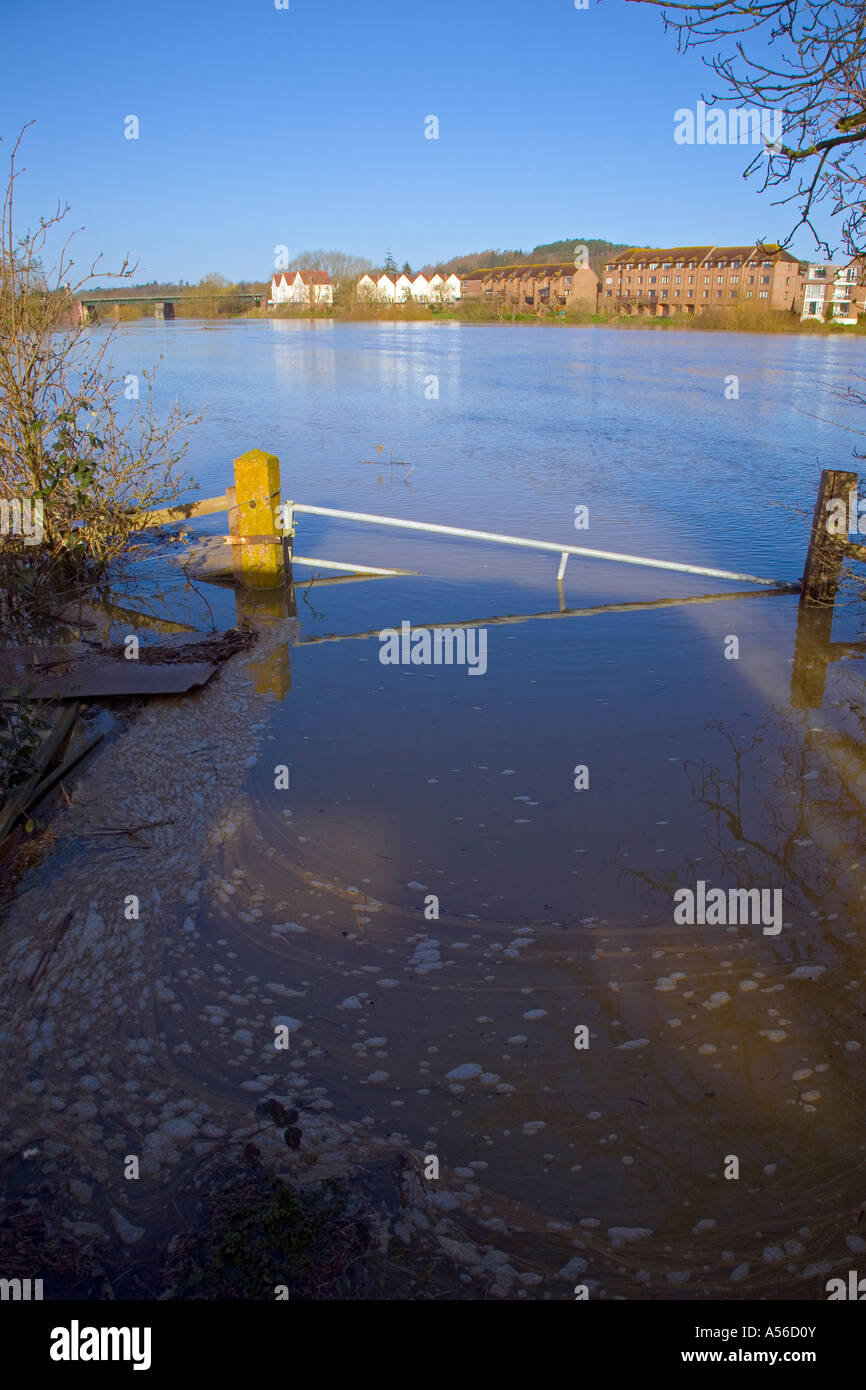 Flooded fields due to the river Arun bursting it's banks at Pulborough West Sussex, winter 2007 Stock Photo