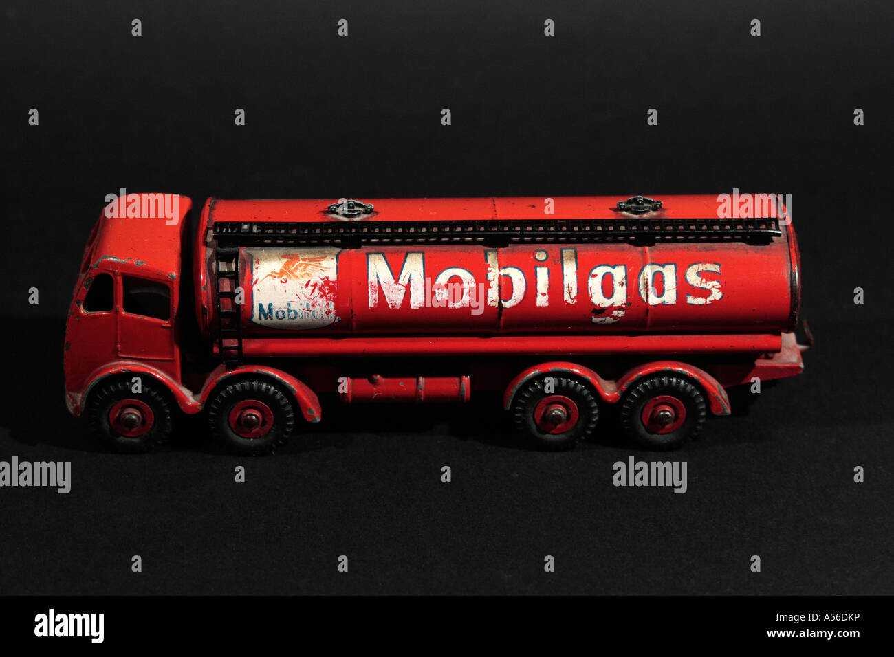 A toy Mobilgas tanker. Stock Photo