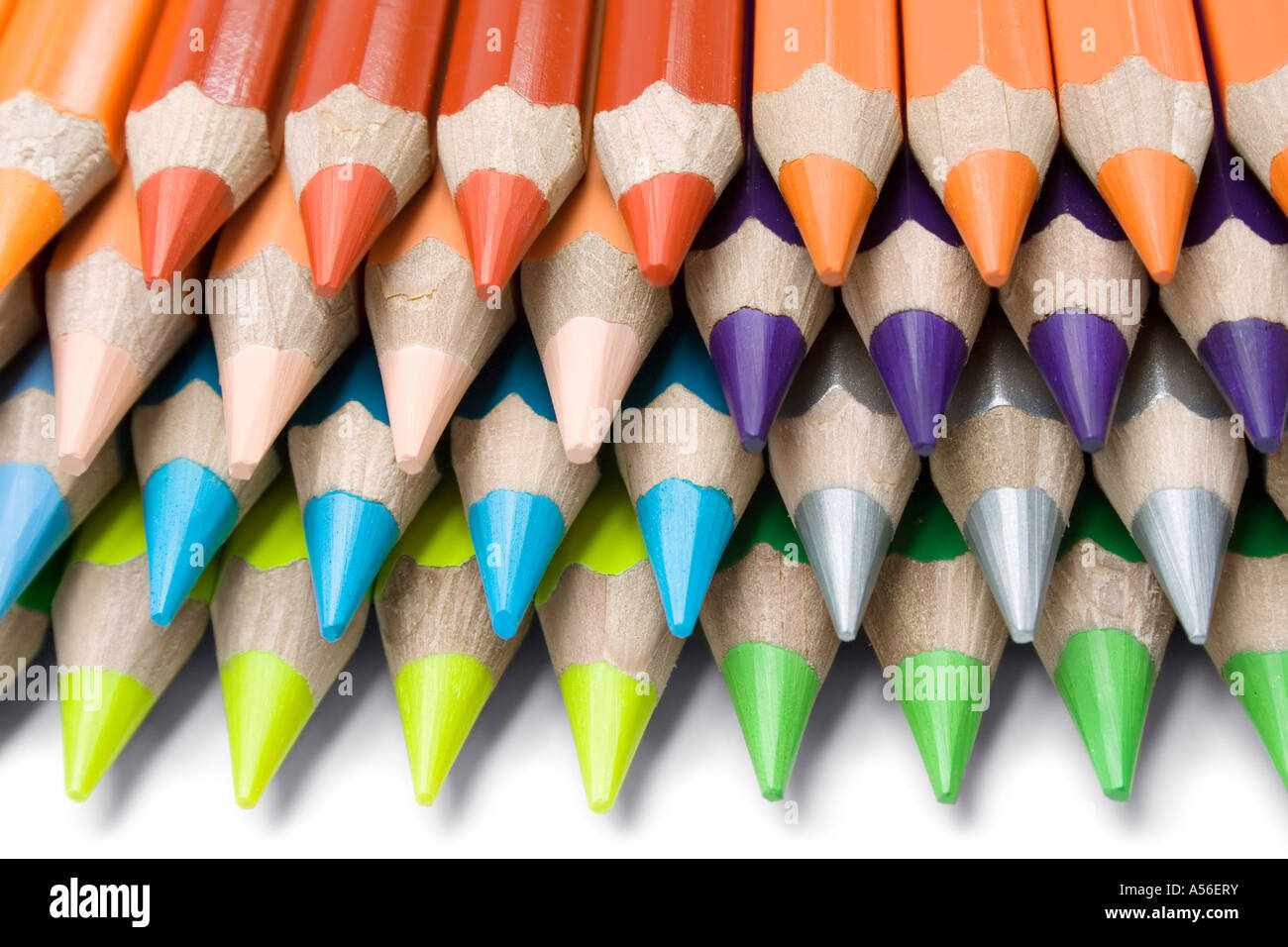 Bunch of colorful pencils isolated on a white background Stock Photo ...