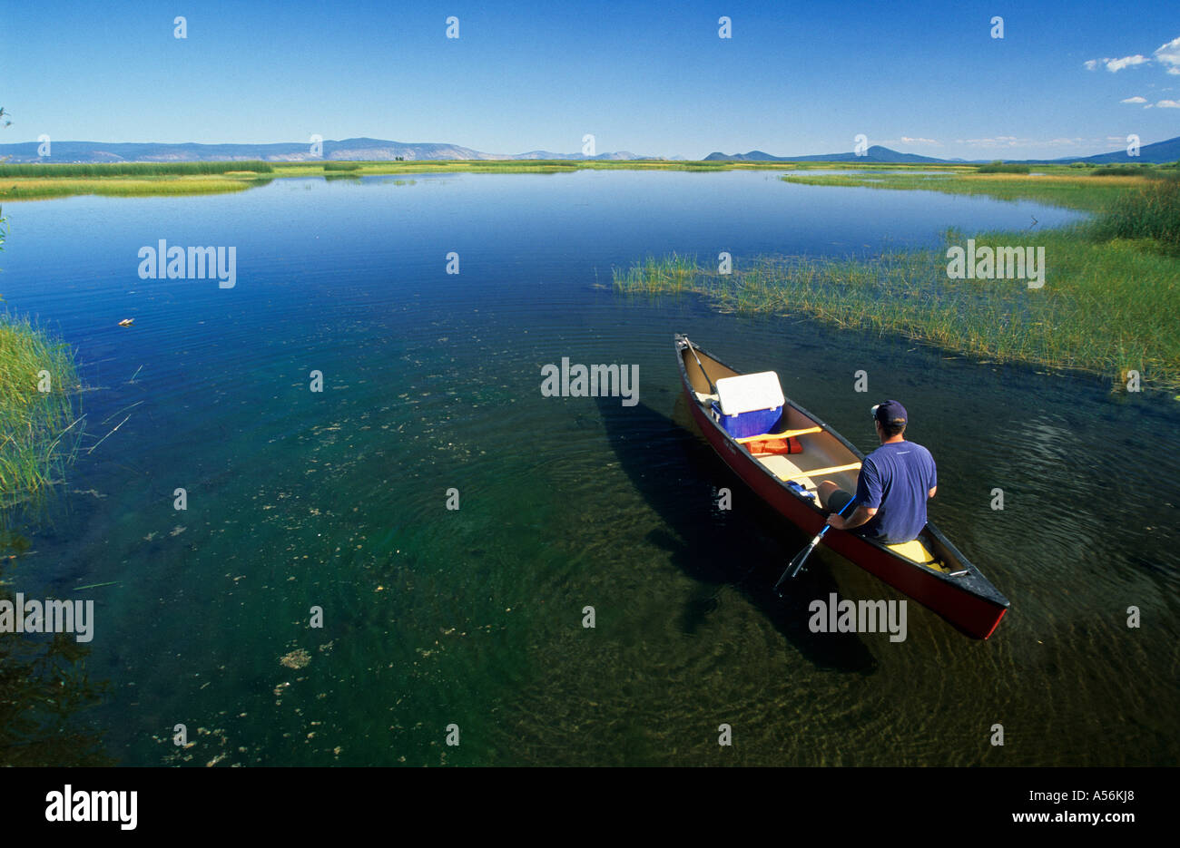 Canoe on Upper Klamath Lake, Oregon, USA Stock Photo Alamy