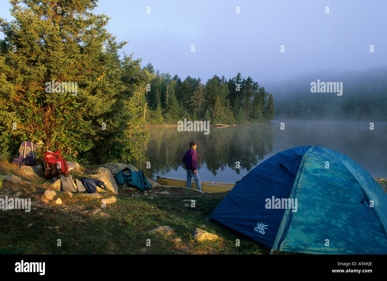 Str MR04 Striglsen, camp at a lake in the Boundary Waters Canoe Area, Minnesota, USA Stock Photo