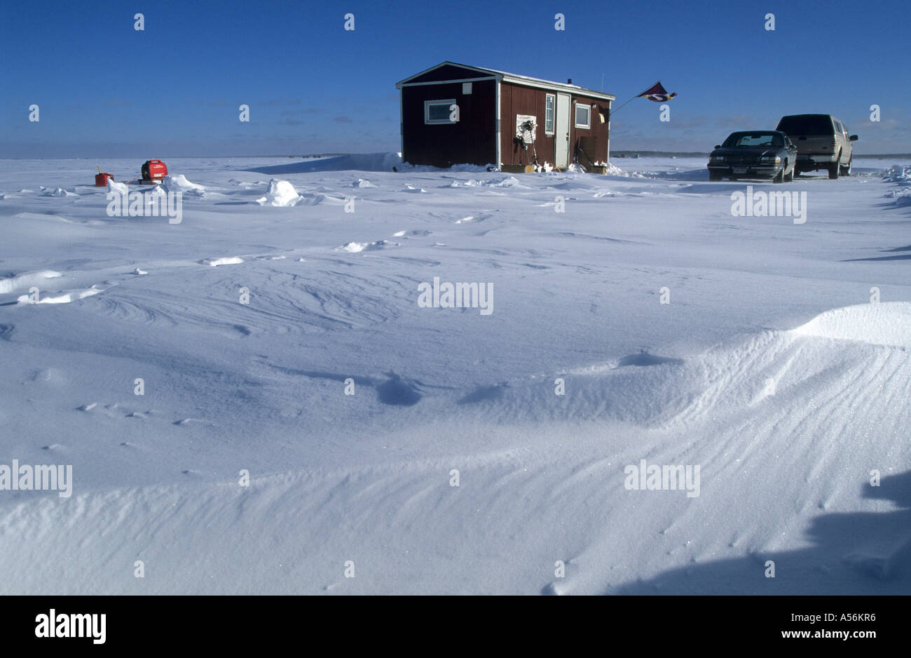 Ice Fishing Cabin Mille Lacs Lake Minnesota Usa Stock Photo