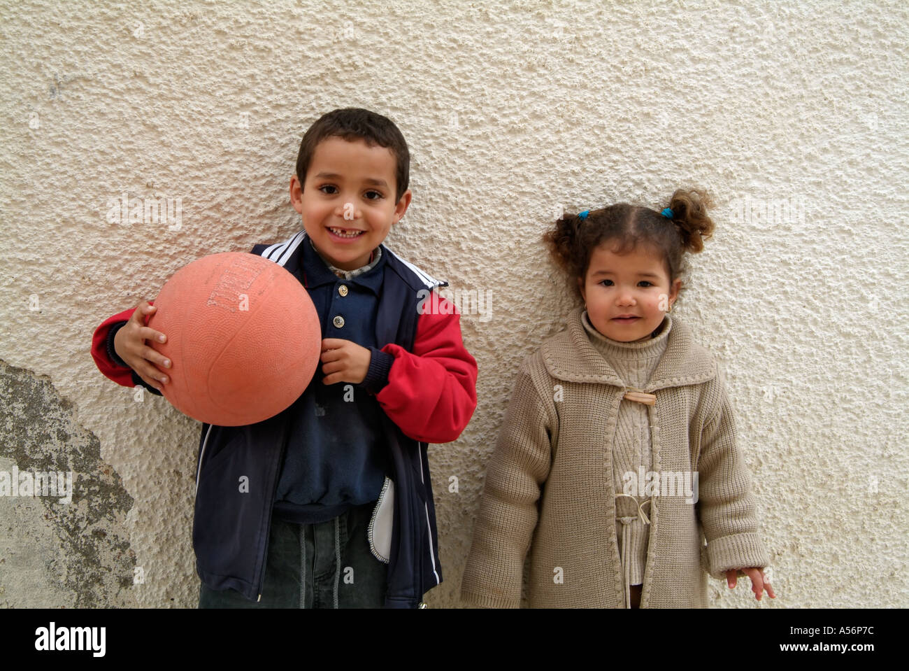Boy and girl, Le Kef, Tunisia Stock Photo