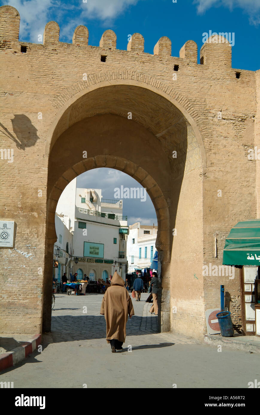 Bab ech Chouhada, Gate in the city walls, Kairouan, Tunisia Stock Photo