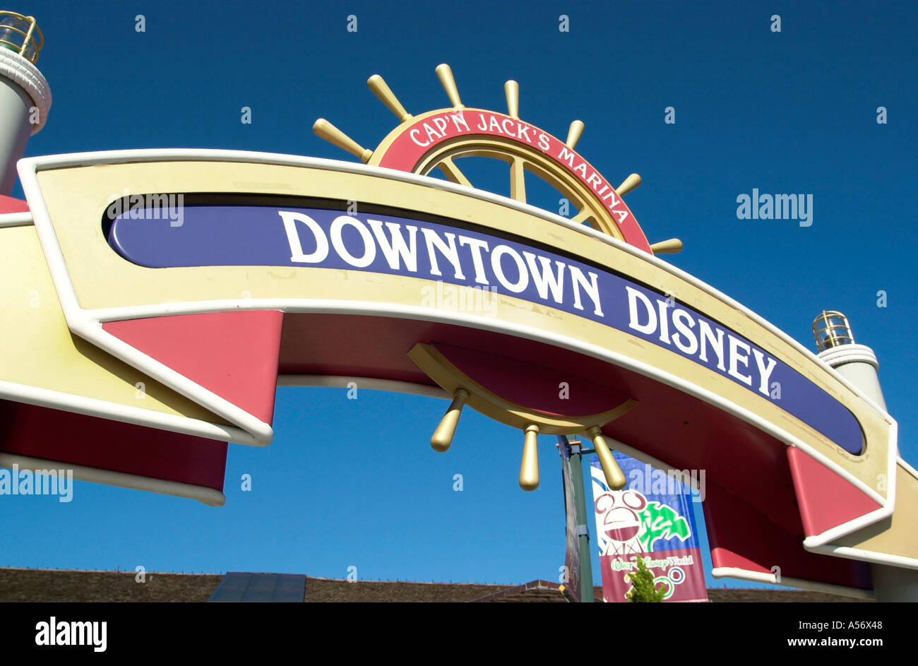 Downtown Disney entrance sisgn, Lake Buena Vista, Orlando, Florida, USA Stock Photo