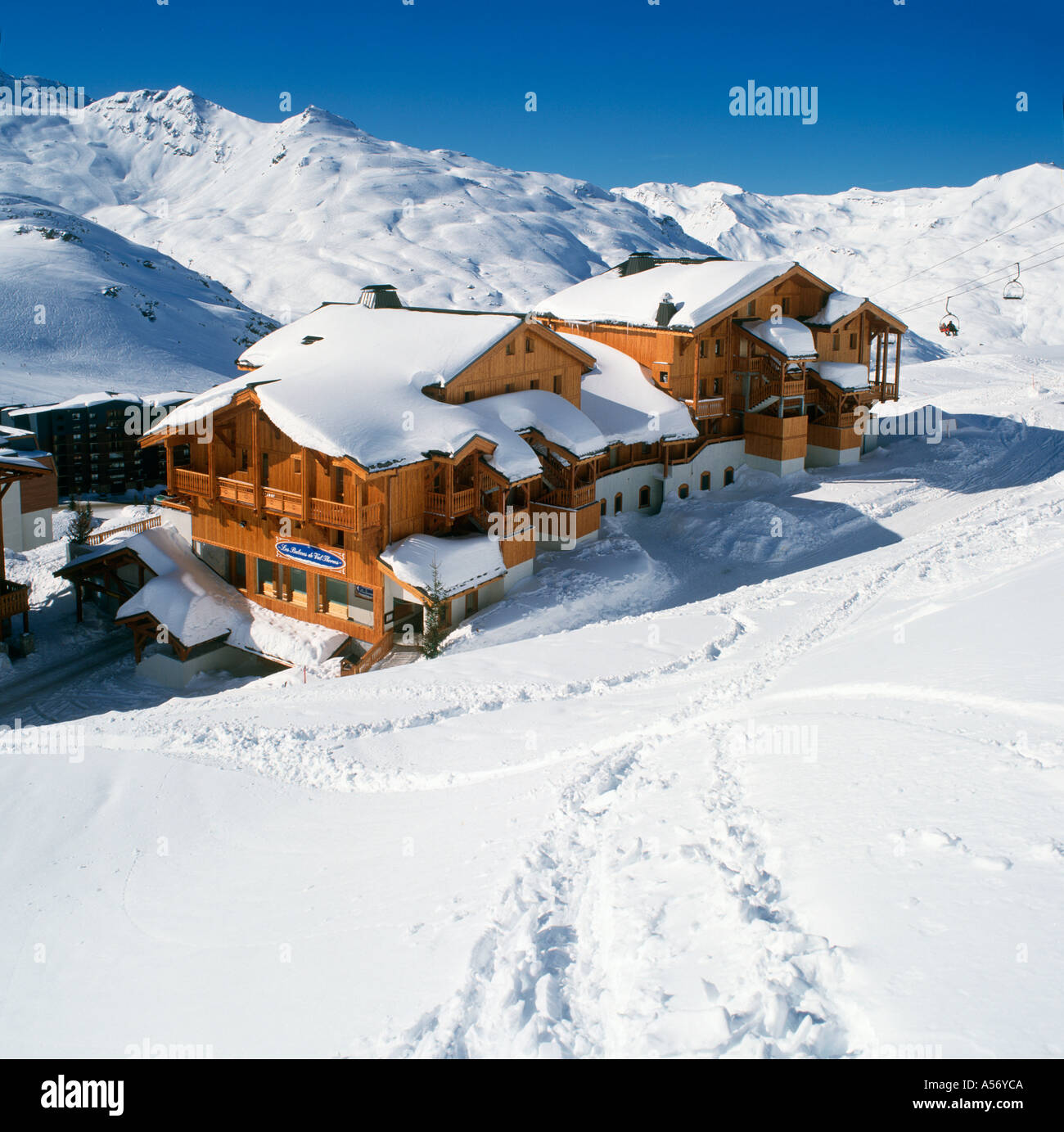 Typical Apartments (Balcons de Val Thorens), Val Thorens, Three Valleys, Savoie, French Alps, France Stock Photo