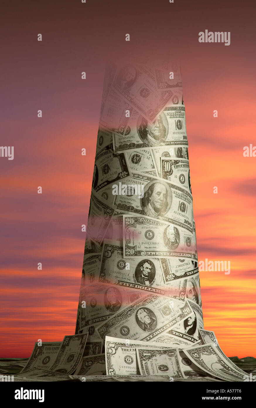 Tower of money. Stock Photo