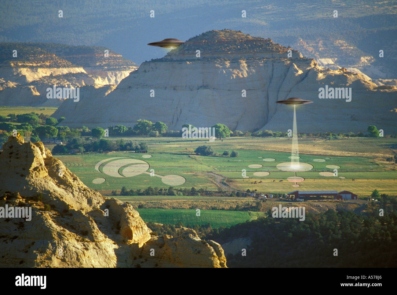 Crop circles & UFOs Stock Photo