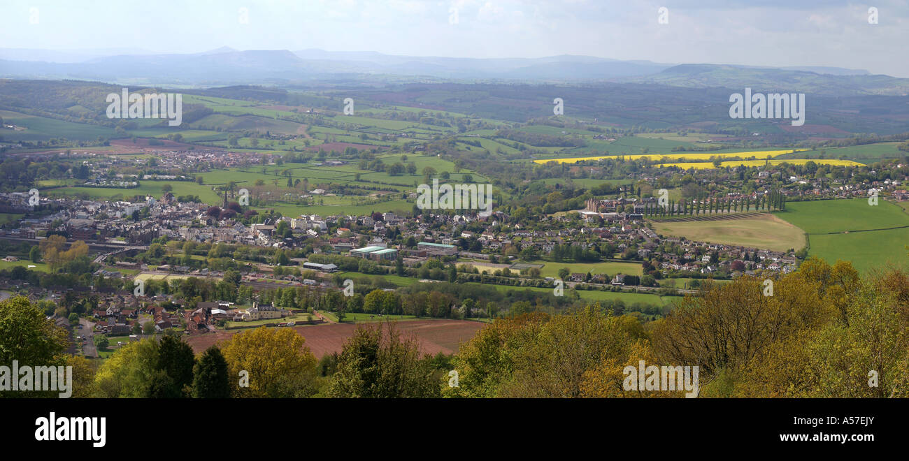 UK South Wales Gwent Monmouth view north from The Kymin panoramic Stock Photo