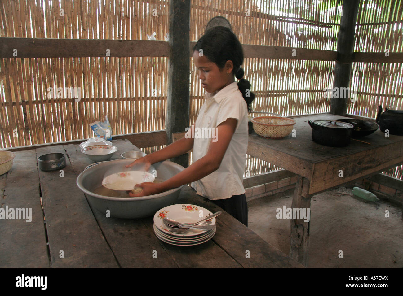girls cambodia washing 