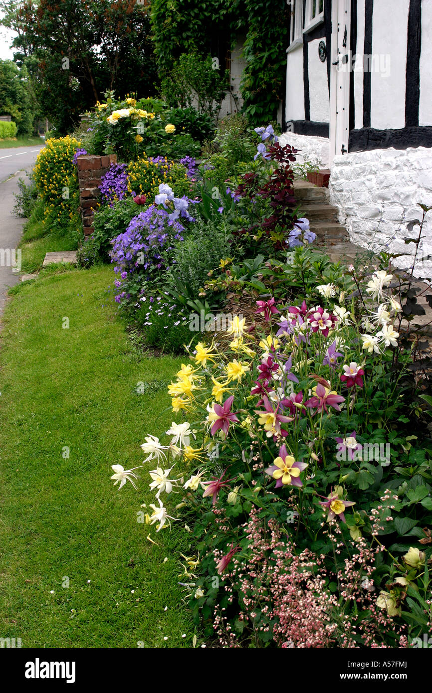 UK Worcestershire Cropthorne Little Findon cottage garden Stock Photo
