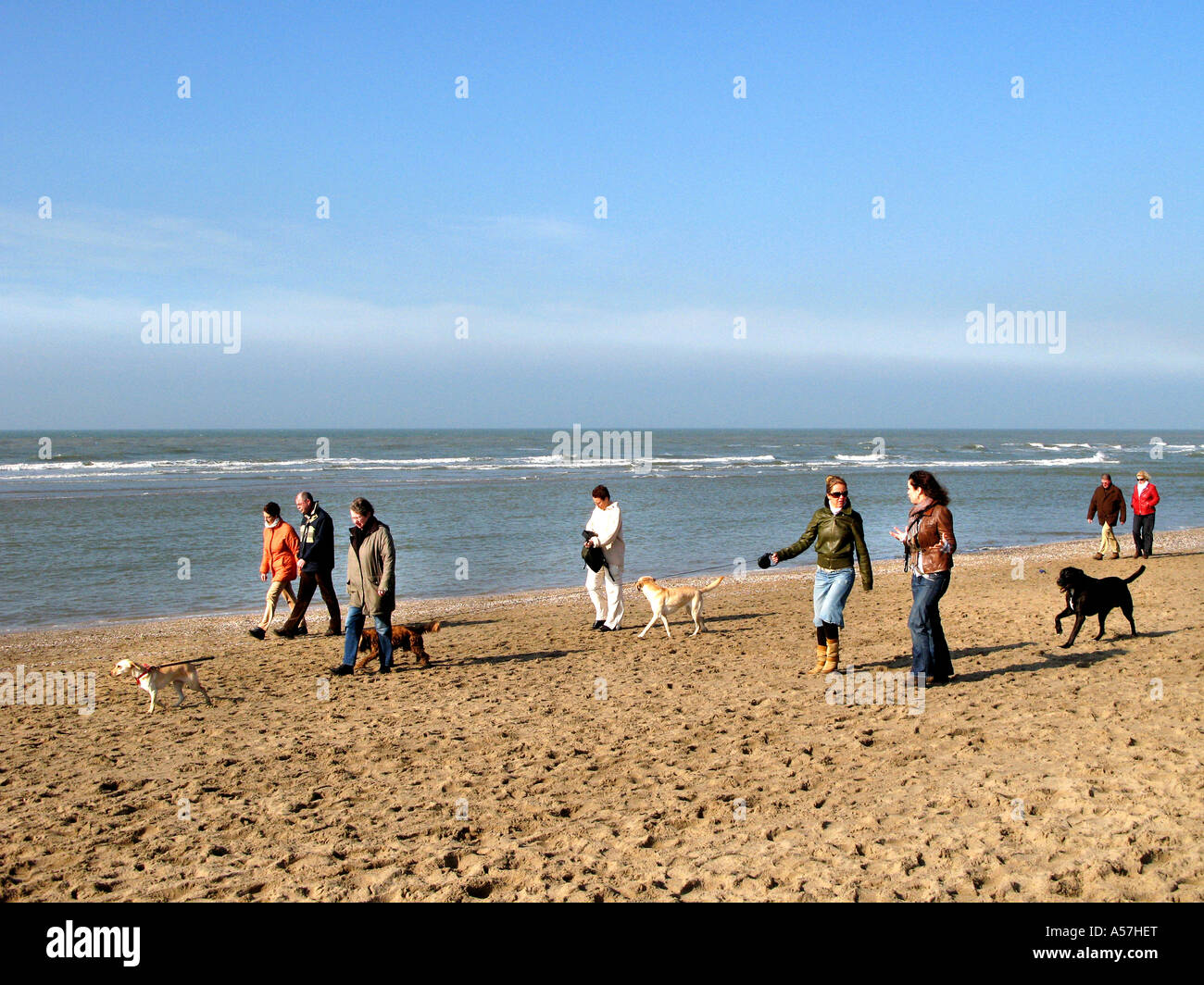 Katwijk Noordwijk Sea Netherlands Beach people Stock Photo