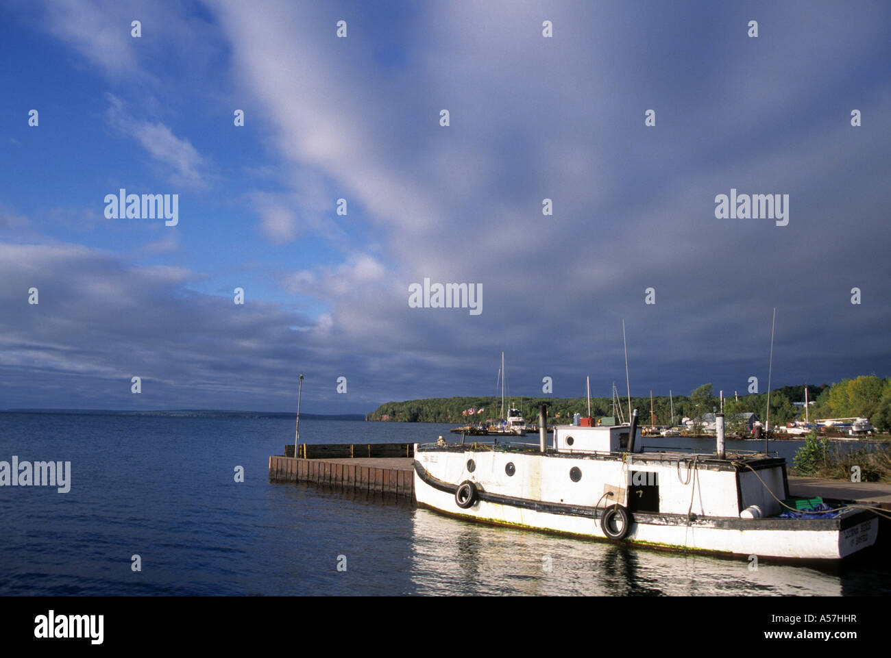 COMMERCIAL FISHING BOATS ON LAKE SUPERIOR AT BAYFIELD, WISCONSIN. EARLY FALL Stock Photo Alamy