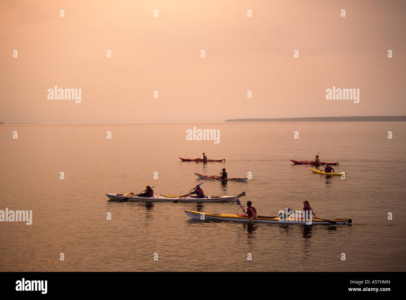 KAYAK OUTING ON LAKE SUPERIOR NEAR BAYFIELD, WISCONSIN AND APOSTLE ISLANDS NATIONAL LAKESHORE