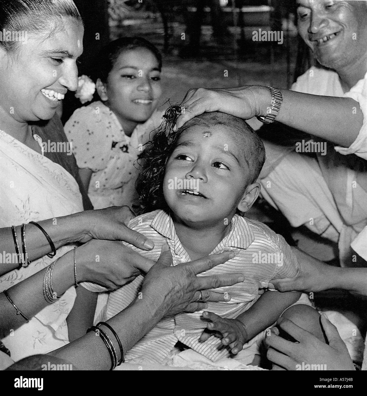 Mundan First Hair Cutting Ceremony of Child Gondal Saurashtra Gujarat India  1961 Stock Photo - Alamy