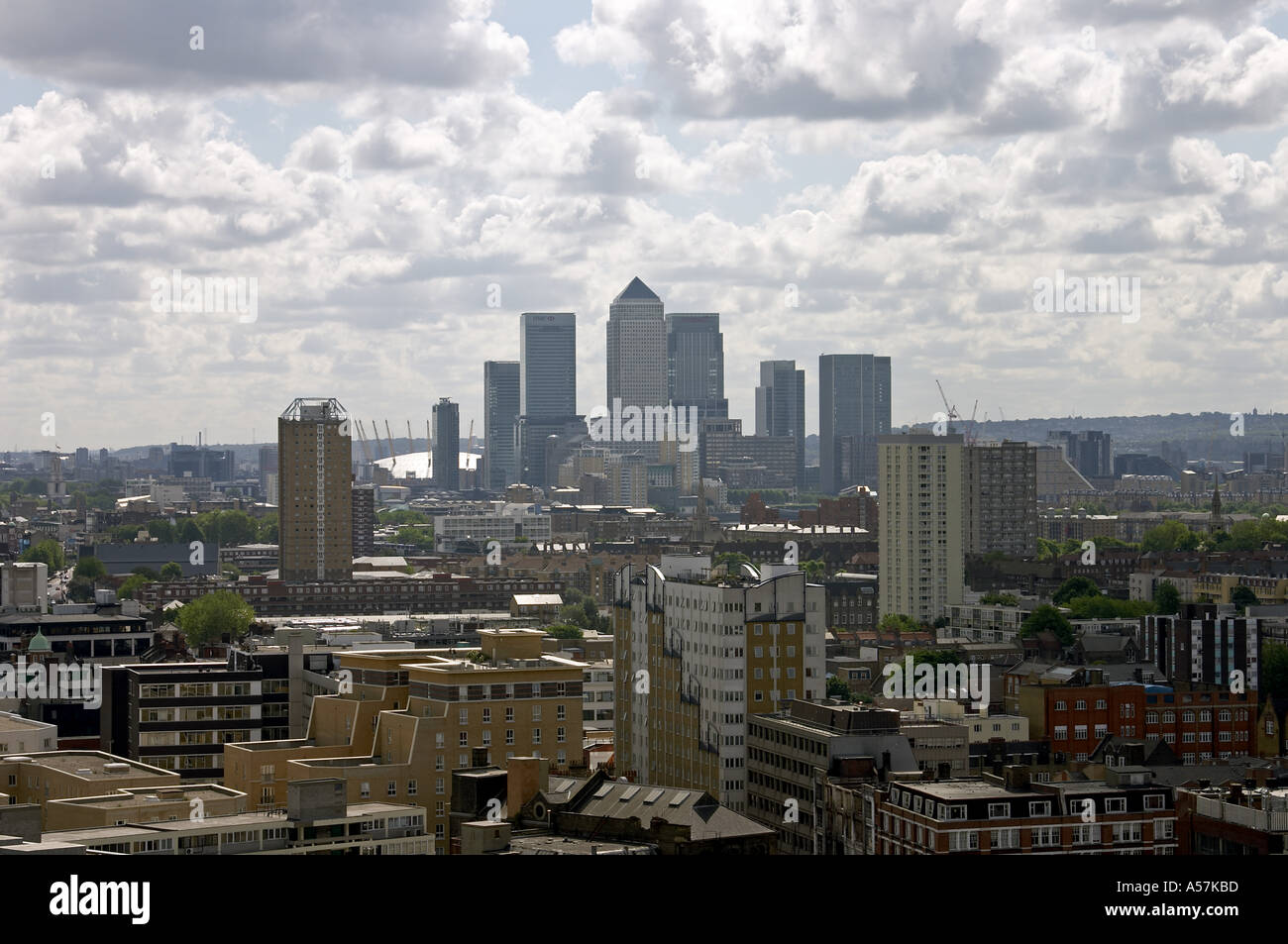 Skyline view of Canary Wharf and Docklands London England Stock Photo ...