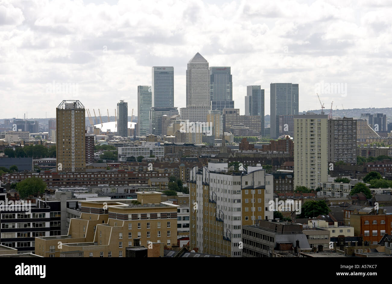 Skyline view of Canary Wharf and Docklands London England Stock Photo ...