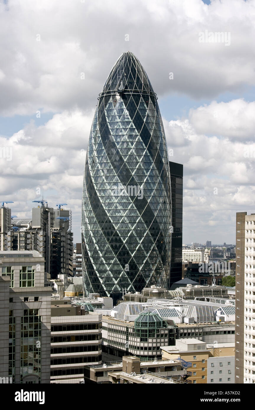 Swiss Re building The Gherkin by Norman Foster architects City of London EC3 England Stock Photo