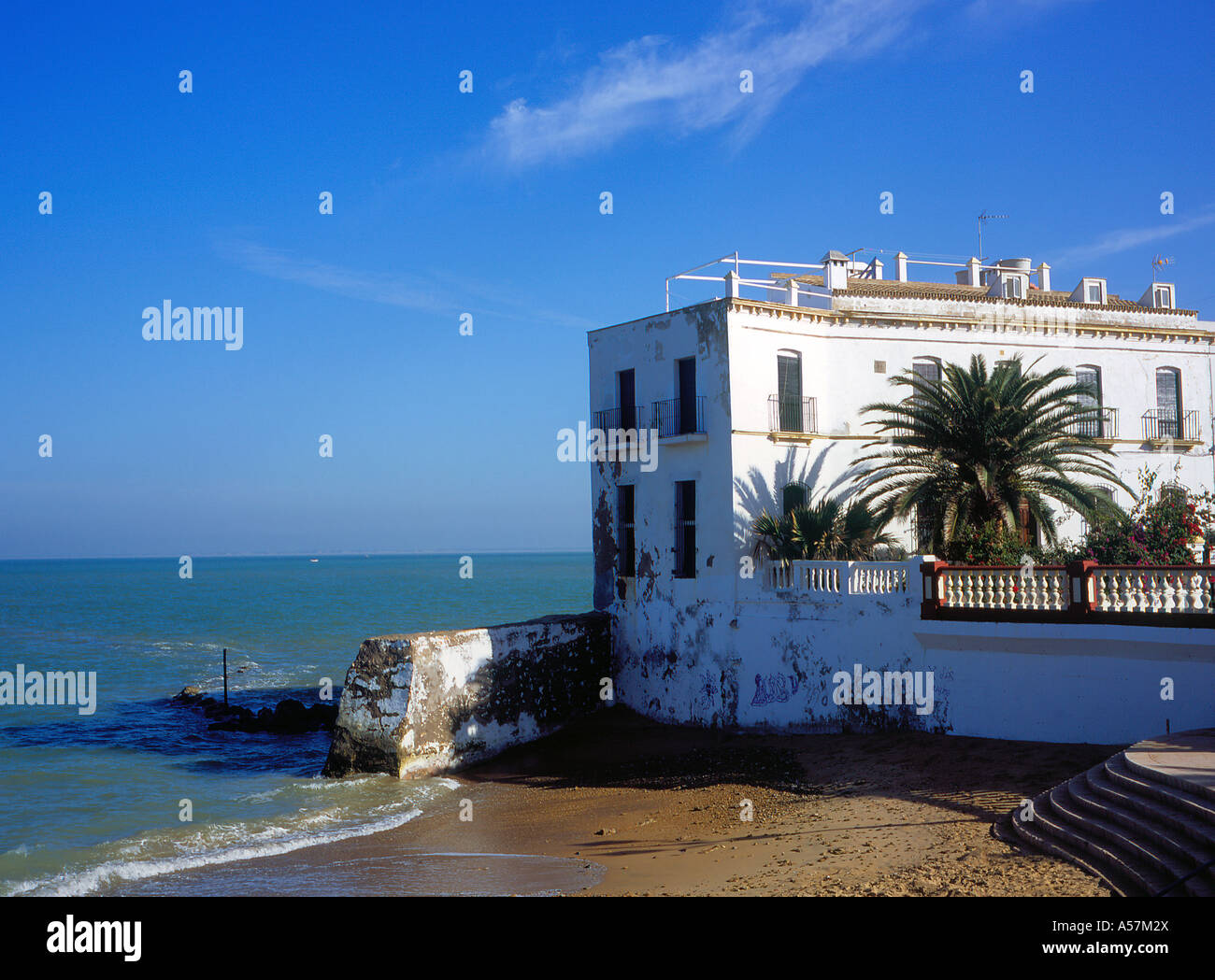 beach at the village of  Chipiona Spain Europe Andalusia Cadiz Province. Photo by Willy Matheisl Stock Photo