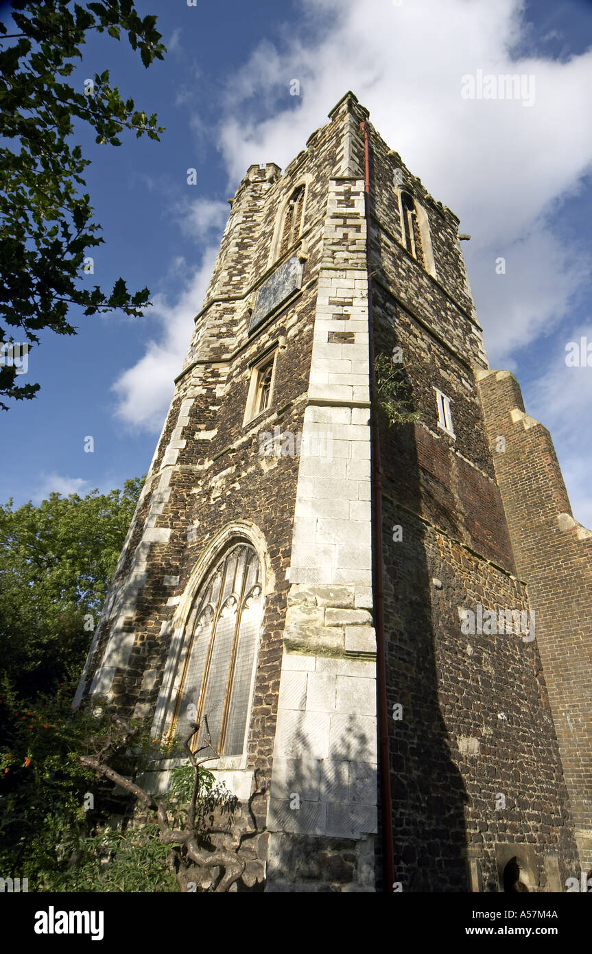 Church tower of ruined St Mary s Church Hornsey London N8 England  Stock Photo