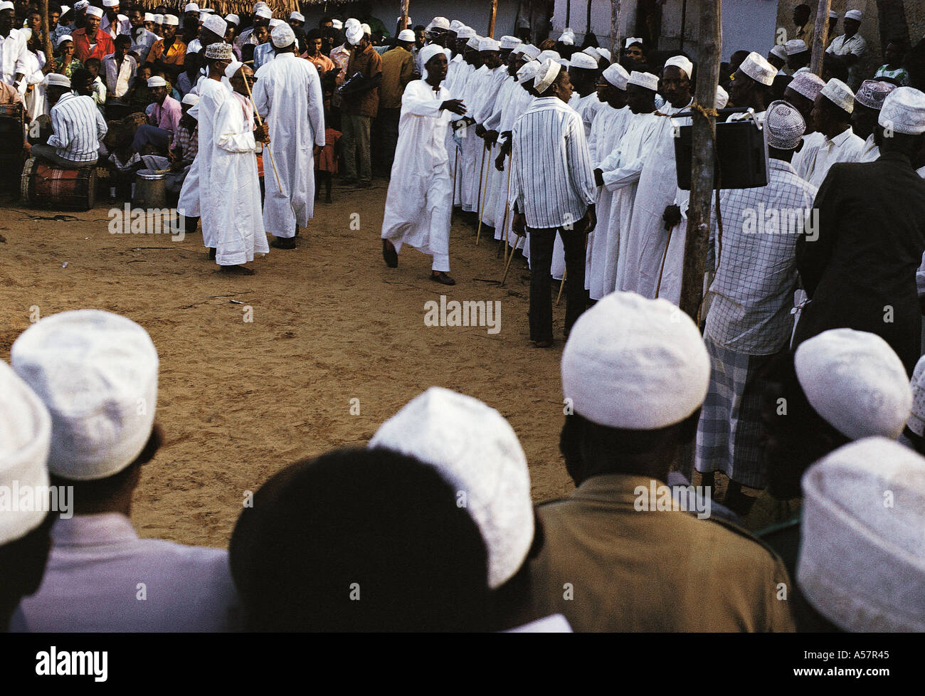 Swahili men celebrate the Prophet s birthday in Lamu Kenya coast East Africa Stock Photo