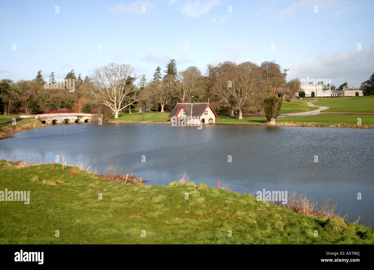 Carton House Hotel Ryewater boathouse and bridge Co Kildare Ireland ...