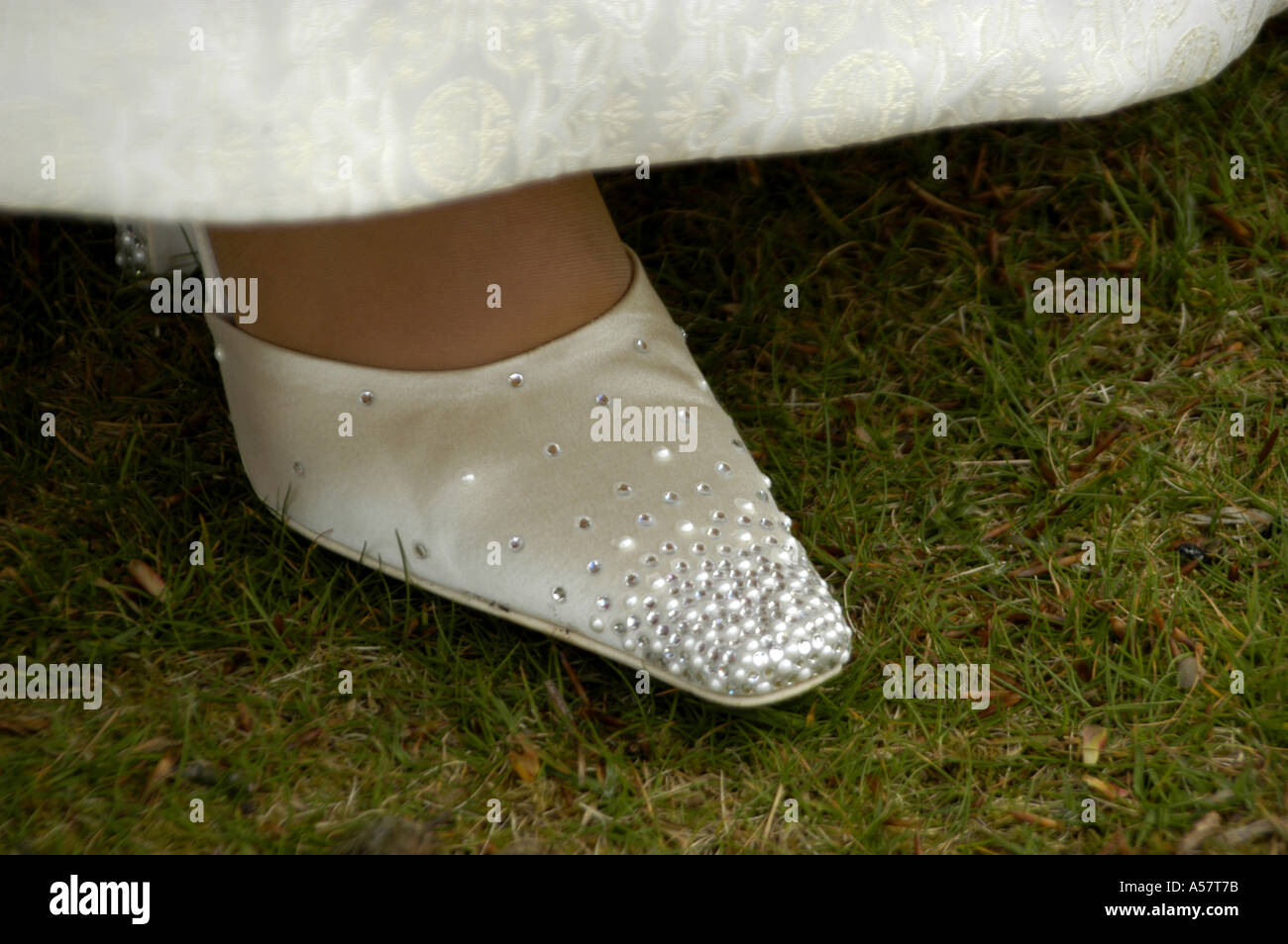 Diamante Wedding Shoe Stock Photo