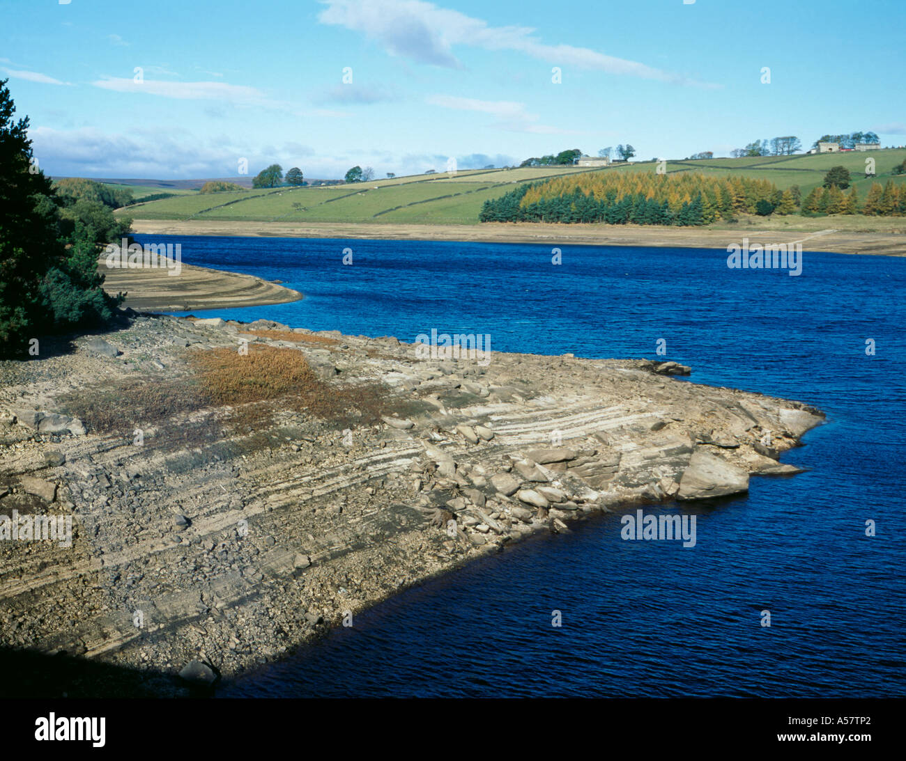 Reservoir with low water level; Thruscross Reservoir near Harrogate