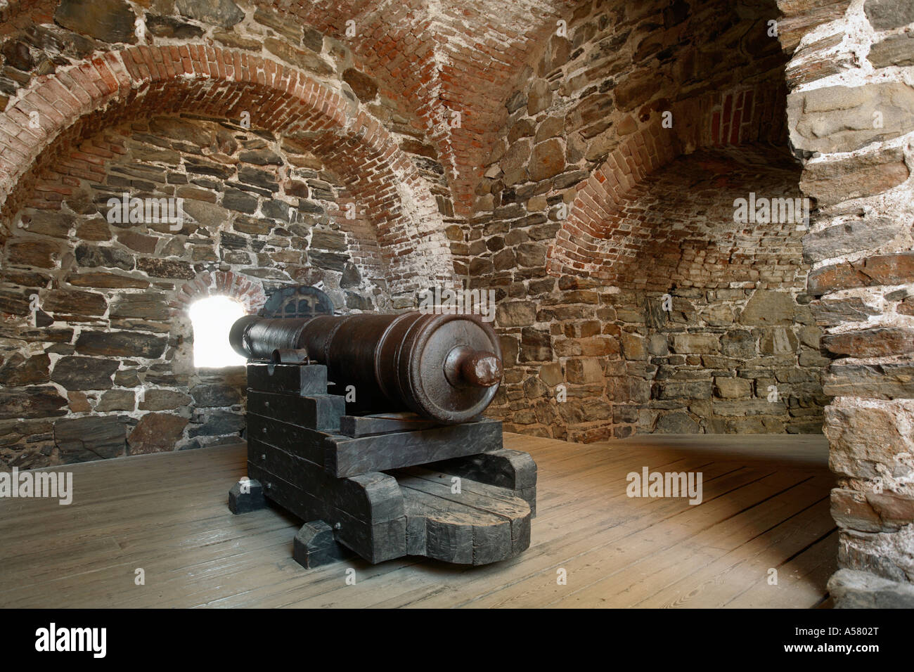 Cannon of Olavinlinna castle in eastern Finland Stock Photo