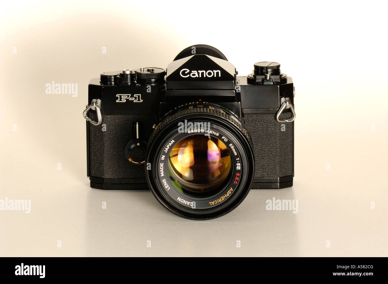 Analogue single lens reflex camera Canon F-1 of the 1970s front Stock Photo