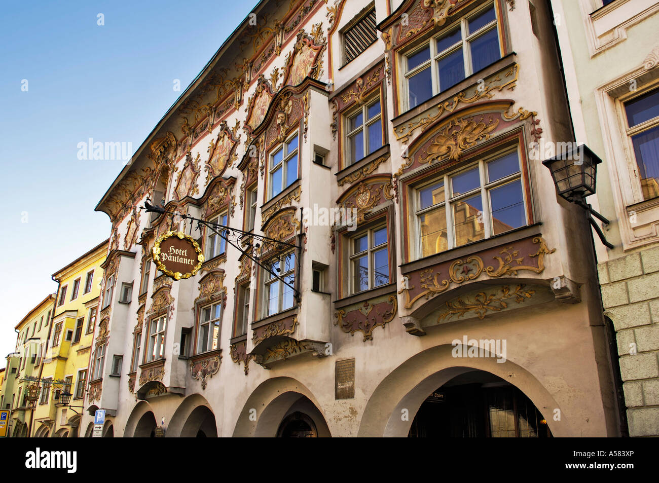 Facade Of A Historic Building, Wasserburg, Bavaria, Germany Stock Photo ...