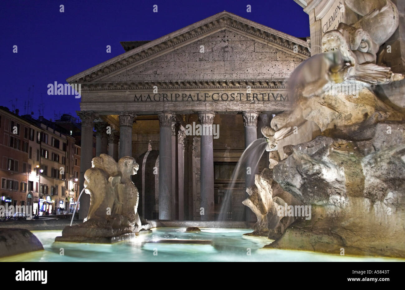 Night shot Pantheon, Rome, Italy, Europe Stock Photo
