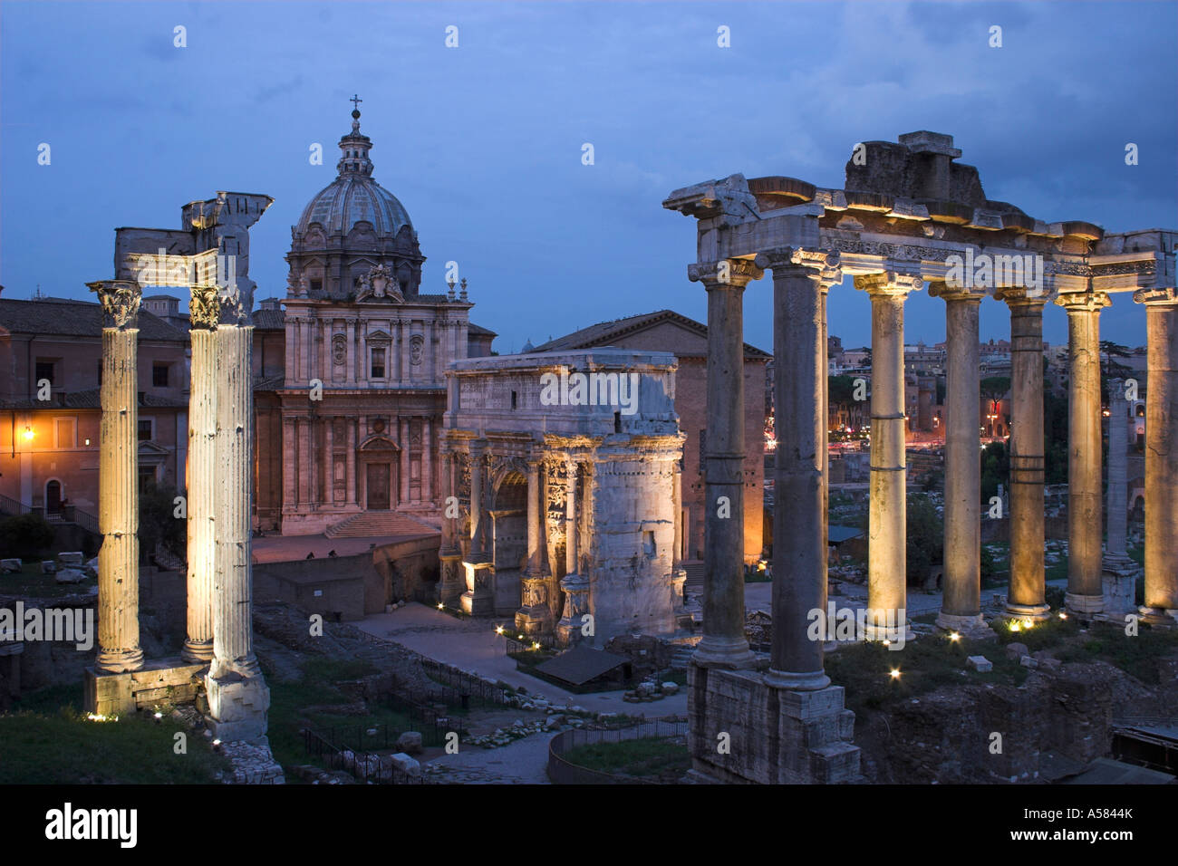 Night shot, Foro Romano, Rome, Italy, Europe Stock Photo