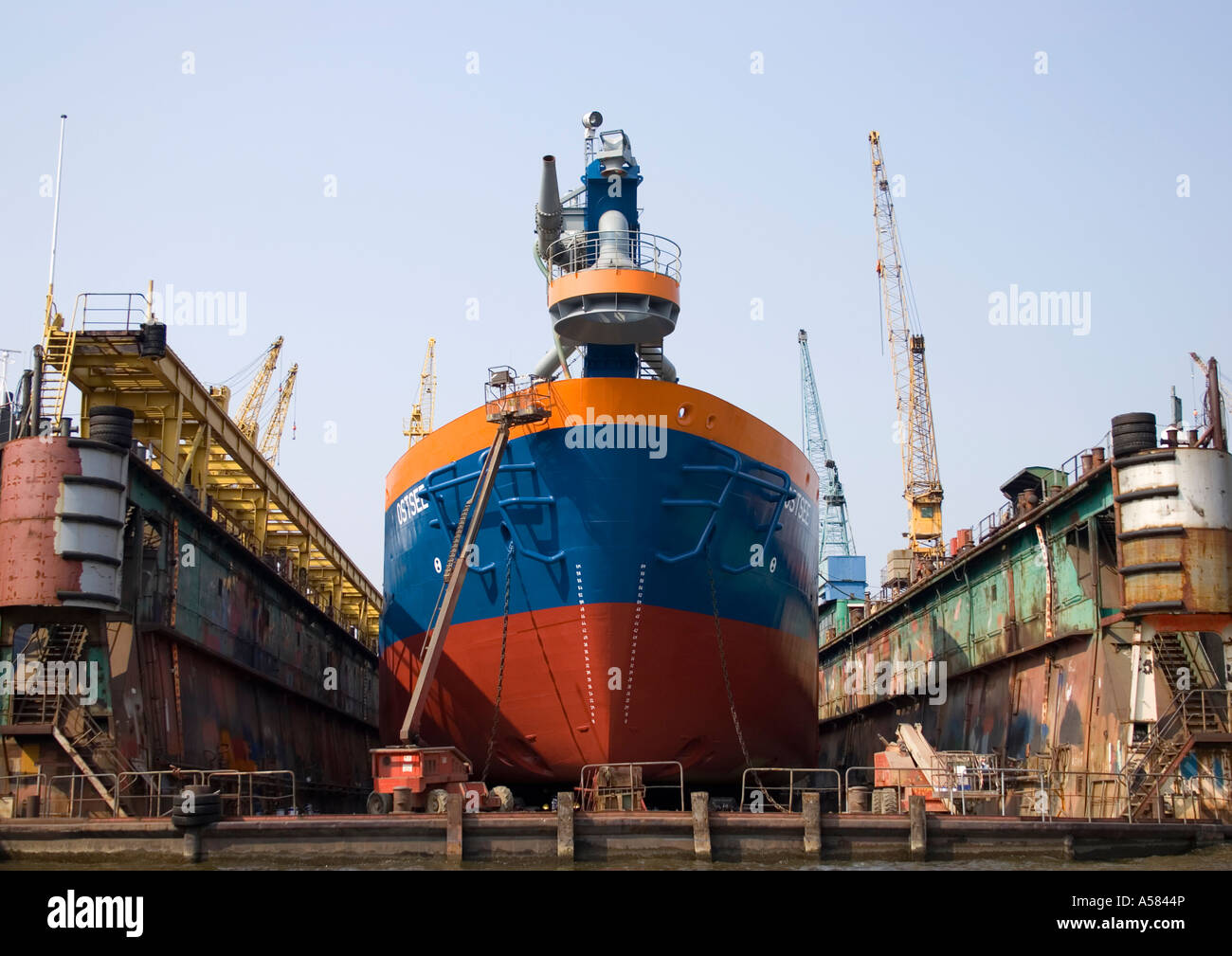 Ship in dockyard, Harbor, Hamburg, Germany, Europe Stock Photo
