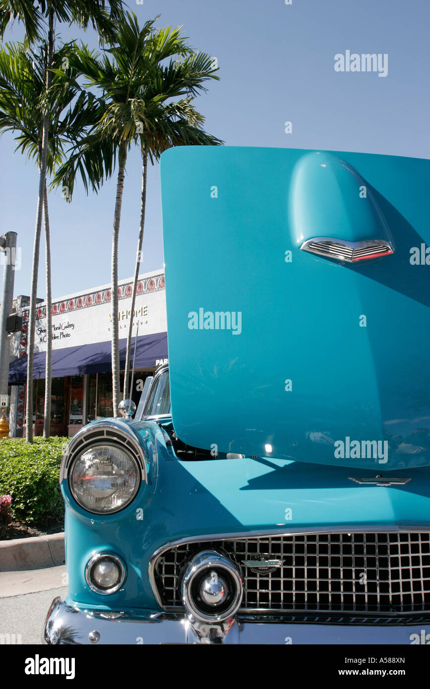 Miami Florida,Coral Gables,Classic Car Show,collectors,nostalgia,restore,hobby,Americana,1956 Ford Thunderbird,FL070218097 Stock Photo