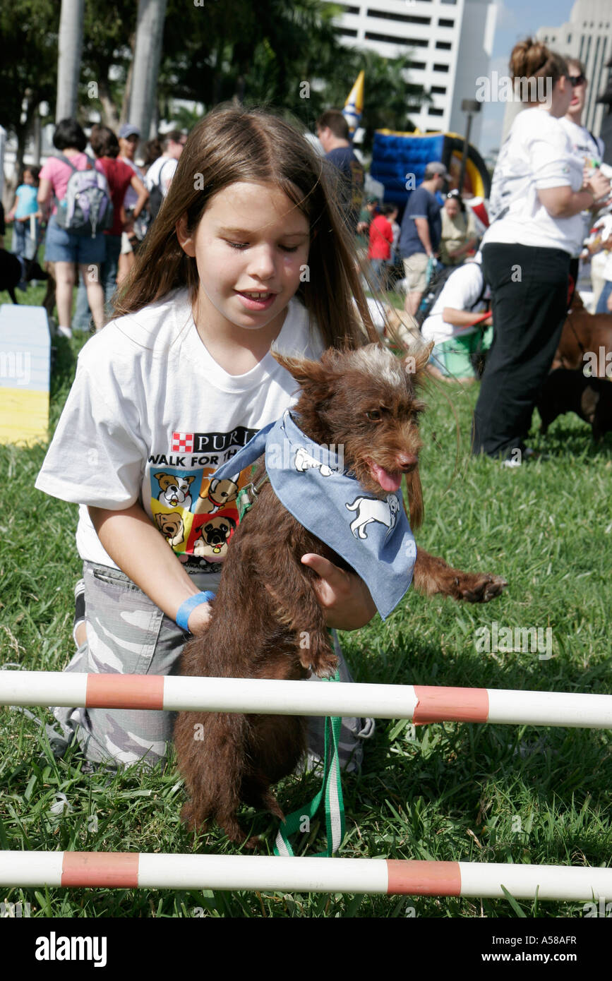 Miami Florida,Bayfront Park,Purina Walk for the Animals,fundraiser,corporate,sponsor animal,girl girls,youngster youngsters youth youths female kid ki Stock Photo