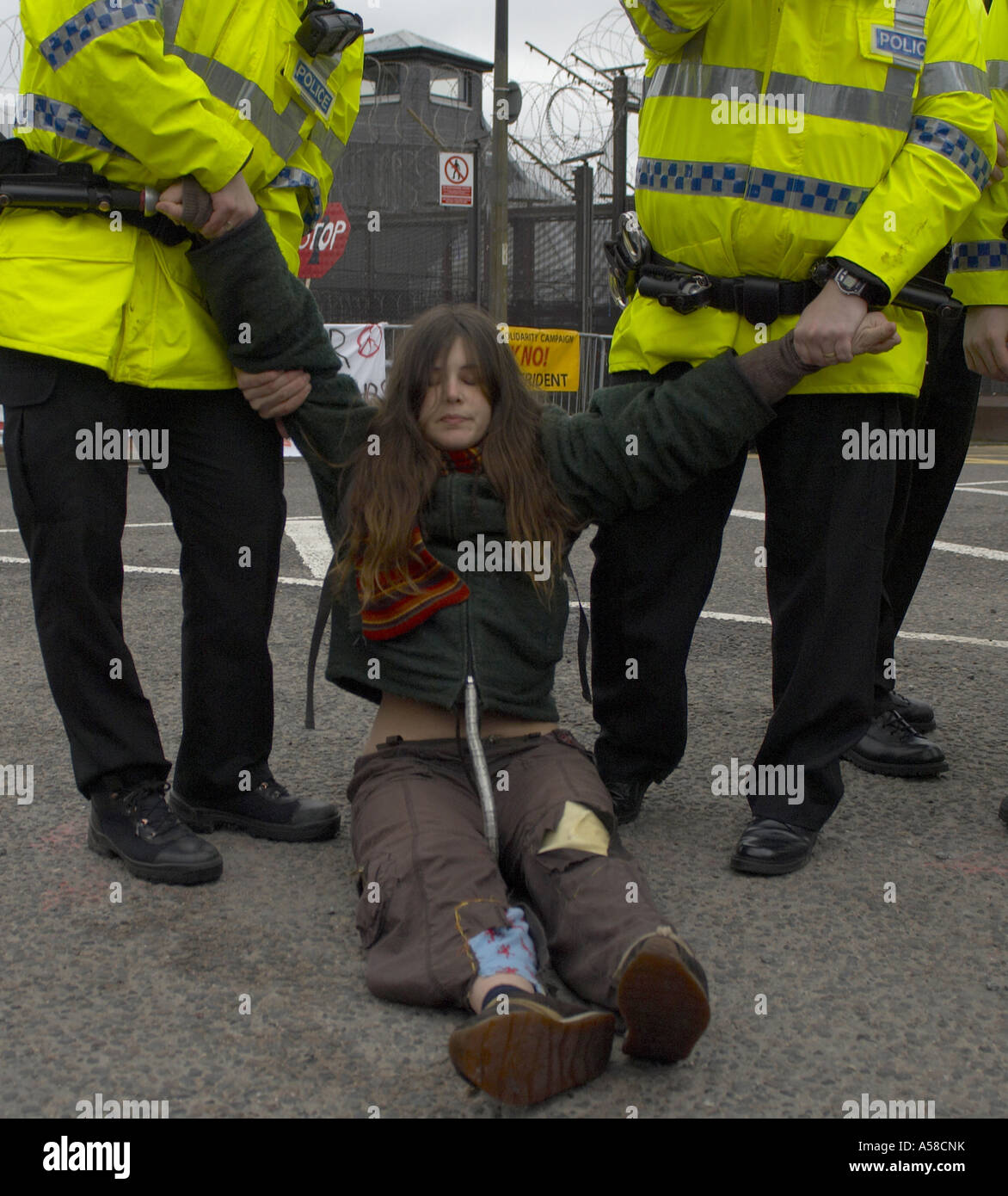 Protesters at Faslane Military base Stock Photo