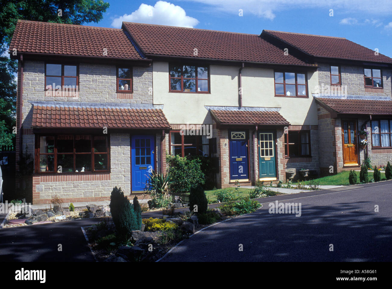Shepton Mallet Somerset England small terrace houses integral garage