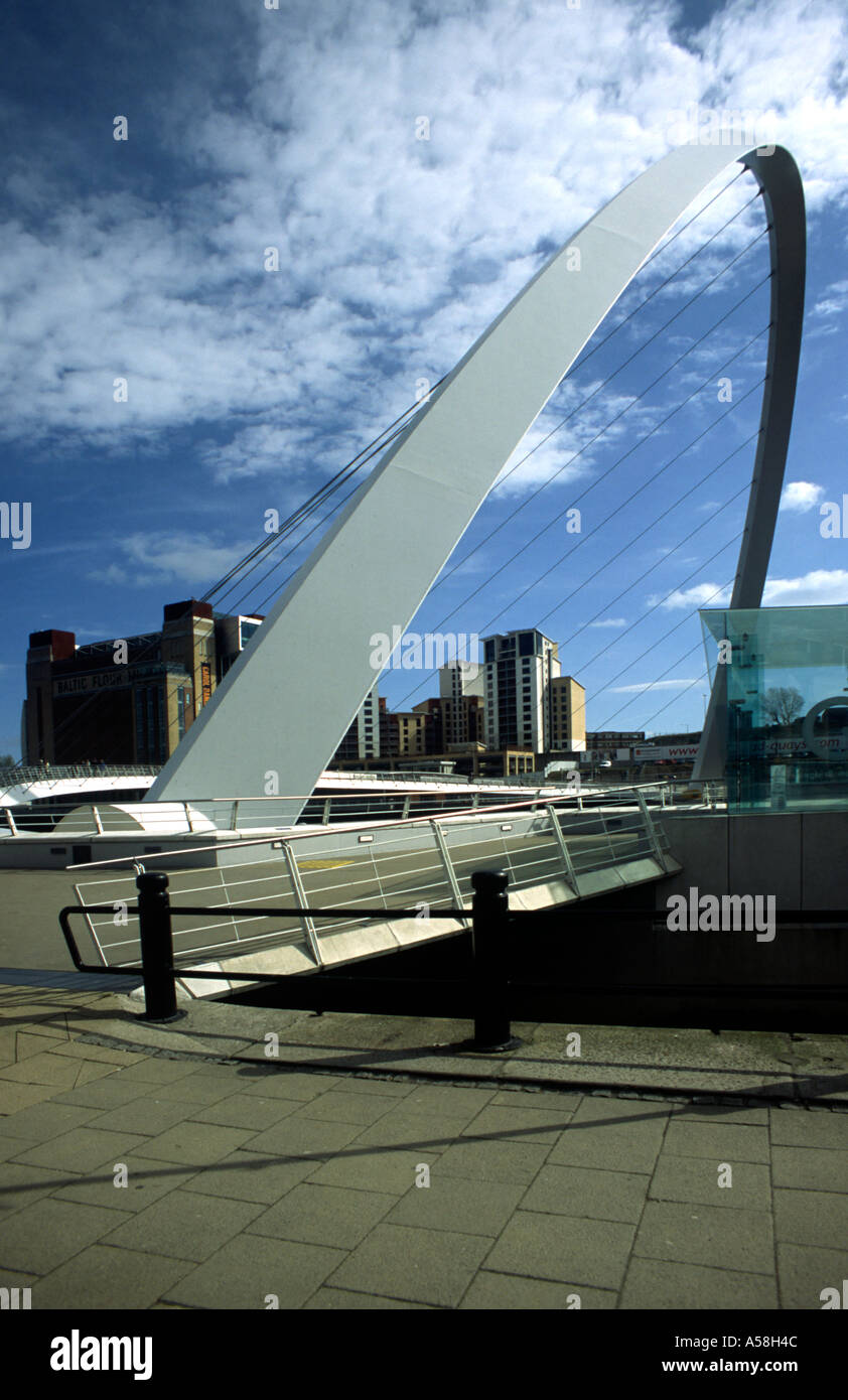 Dramatic view of the Arch of The Millennium Bridge spanning the Tyne between Newcastle and Gateshead Stock Photo