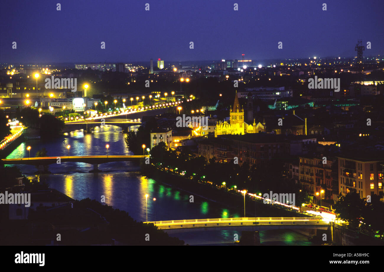 Panorama verona skyline night italy hi-res stock photography and images ...
