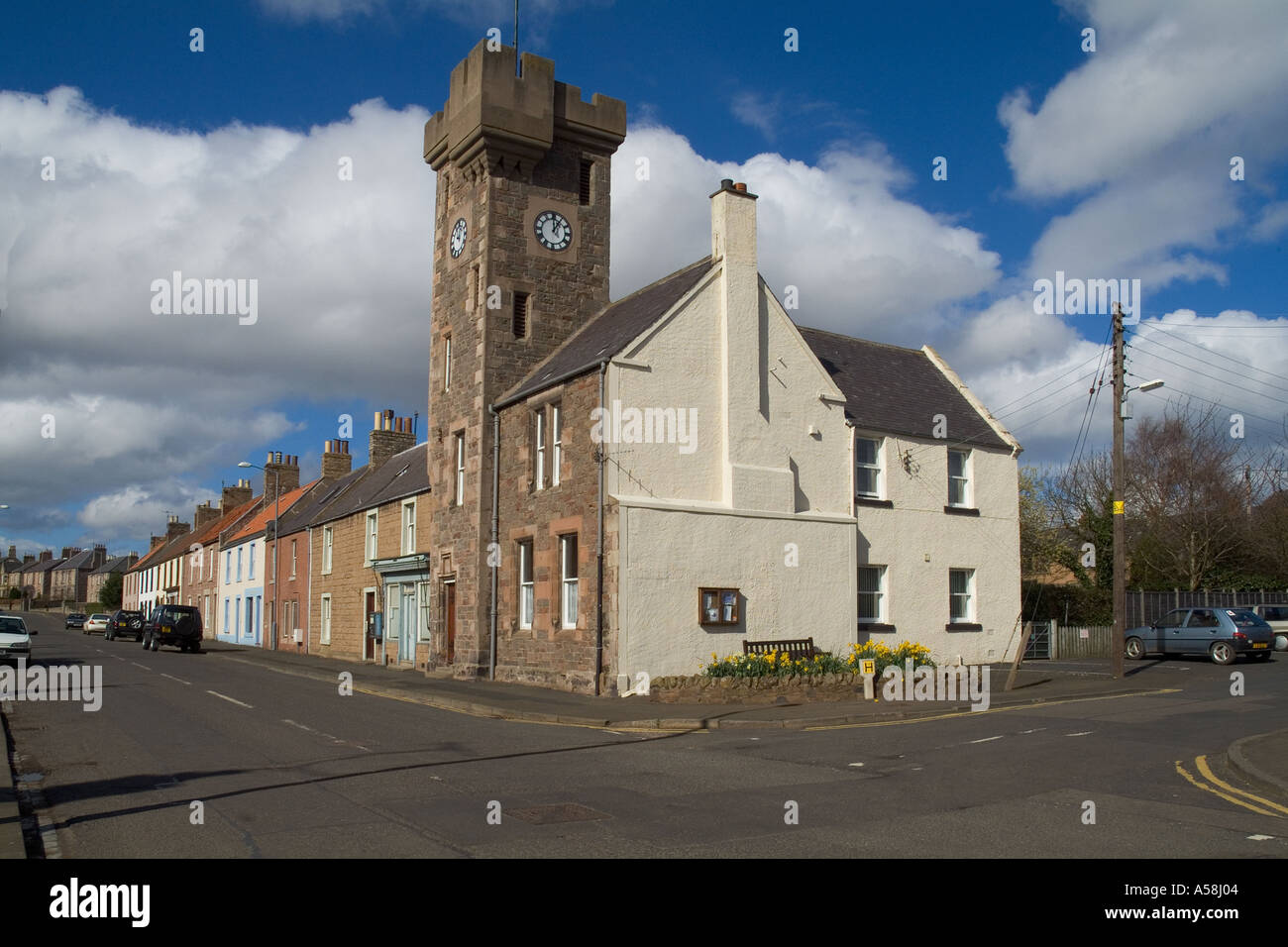 dh AYTON BORDERS Scottish Square towered Town clock village houses