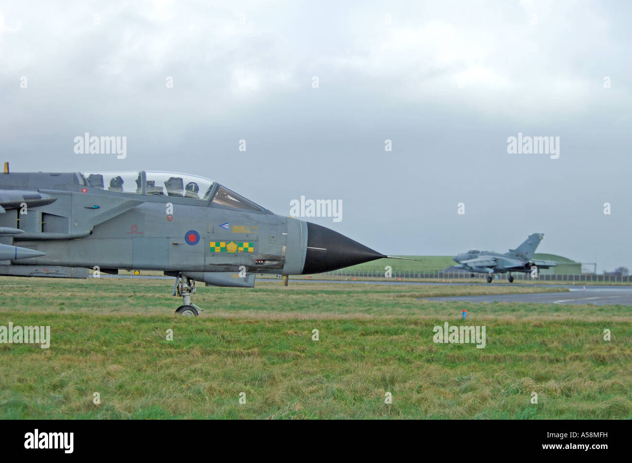 Panavia Tornado F4 Fighter on the runway at RAF Air Base  Lossiemouth, Moray, Scotland. XAV 4937-454 Stock Photo