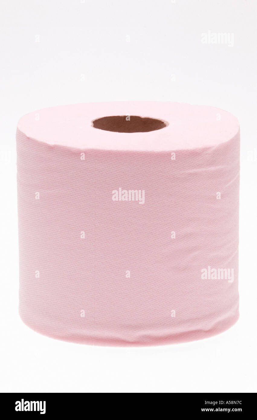 Pink Toilet Roll against white background Stock Photo - Alamy