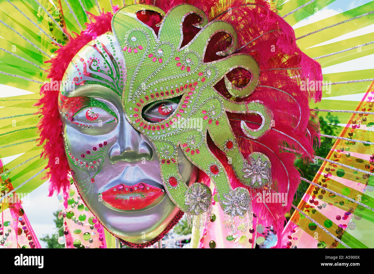 England, London, Nottinghill Carnival Masks Stock Photo Alamy