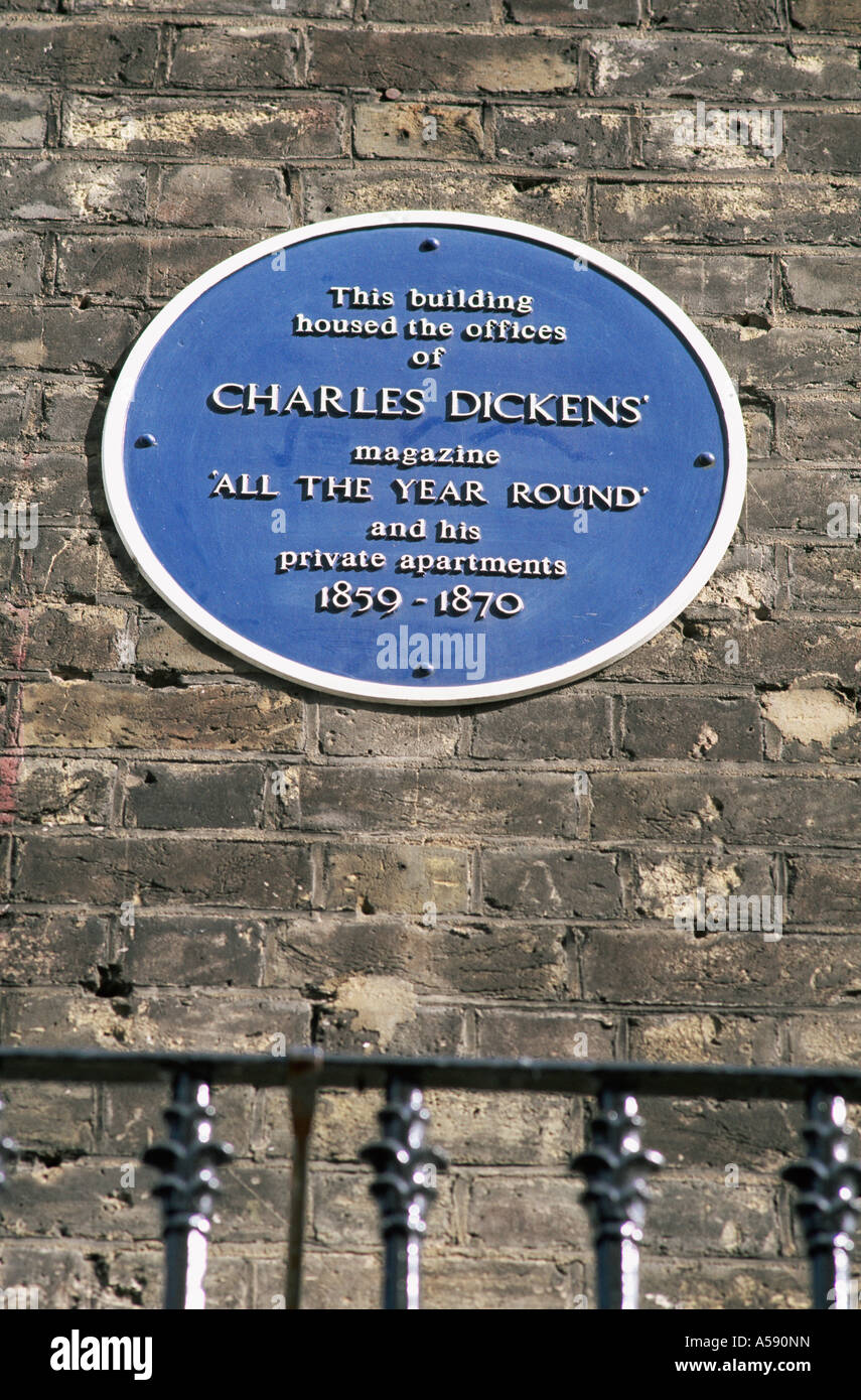 England, London, Charles Dickens Blue Plaque Stock Photo Alamy